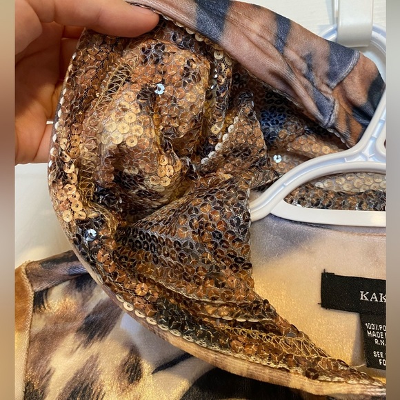 Y2K Kaktus Animal Print Velour Sequin Hoodie Size Small - Picture 6 of 10